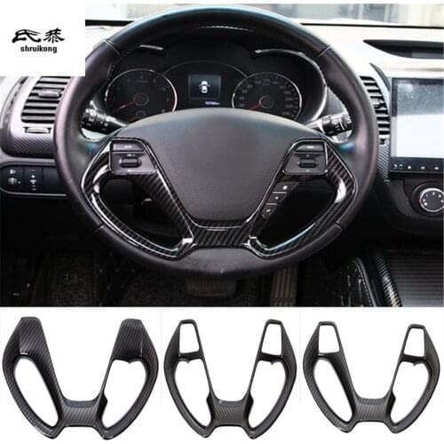 1pc Car stickers ABS carbon fiber grain steering wheel decoration cover for 2012-2018 KIA K3 car accessories