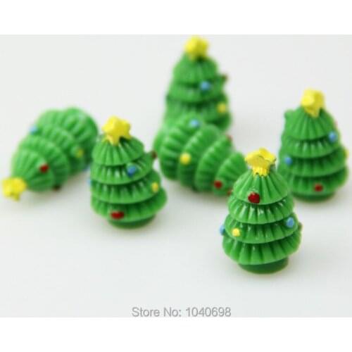 10pcs/lot hot resin solid simulation Christmas tree 21mm crafts DIY dollhouse christmas Jewelry Making Findings