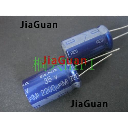 10pcs NEW ELNA RE3 35V2200UF 16X25MM audio electrolytic capacitor 2200uF/35V blue robe 2200UF 35V Long feet