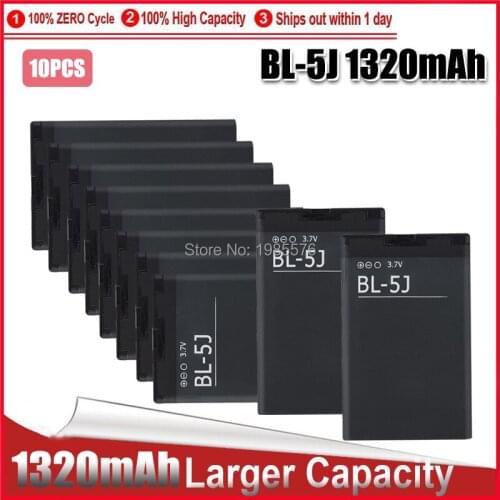10PCS Original BL-5J phone battery for Nokia N900 5230 5800 Nuron X6 C3 5233 5228 5235 BL5J 1320mAh
