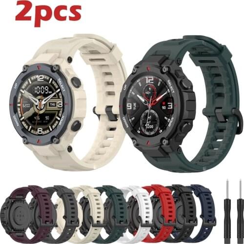 2 Pack Correa Straps for Amazfit T-REX Pro Band Replacement Watchband for Huami Amazfit T rex Silicone Wristband Bracelet