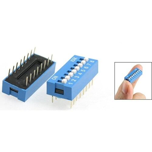 20pcs 2.54mm Pitch 8 Positions 16 Pin Blue DIP Switch 8P