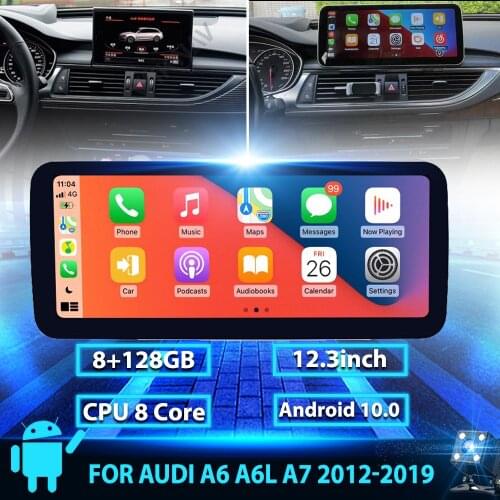 12.3 inch Android car radio GPS navigation DVD multimedia player For Audi A6 A6L A7 2012-2019 auto audio stereo receiver 2din