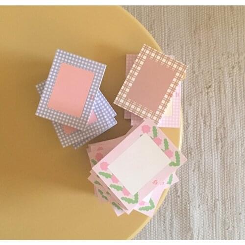 100 Sheets Ins Tulip Grid Memo Pad French Retro Flower Simple Notepad Student Hipster Creative Message Book Kawaii Stationery