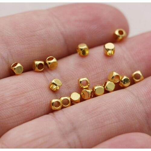 3mm Gold Color Copper Spacer Beads Square Loose Beads for Jewelry Making Bracelet Necklace DIY Accessories Handmade Craft 150PCS