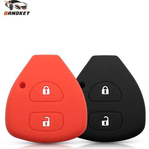 Dandkey Silicone Car Key Fob Shell Case For Toyota RAV4 Corolla Camry Yaris Tarago Prado 2 Button Key Cover Holder Car Styling