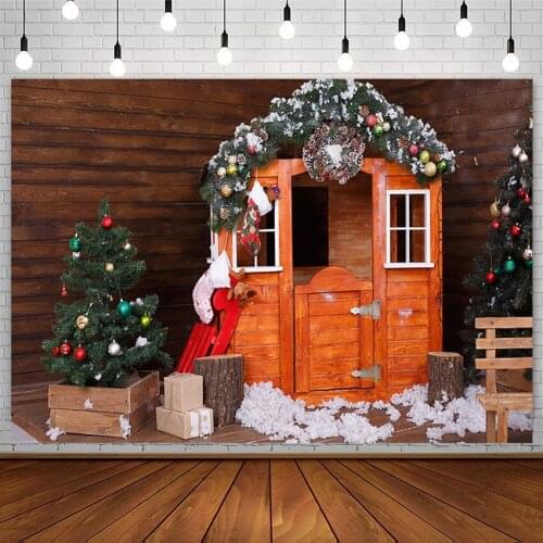 Winter Christmas Tree Photography Background Gift Bell Snowflake Socks Wreath Xmas Backdrops Photo Studio Props Decor Photozone