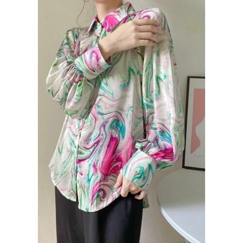 GRUIICEEN Womens Silk Shirts