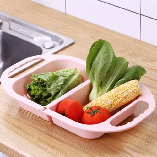 Kitchen folding drain basket household multi-function dish washing basin fruit vegetable cleaning drain basin