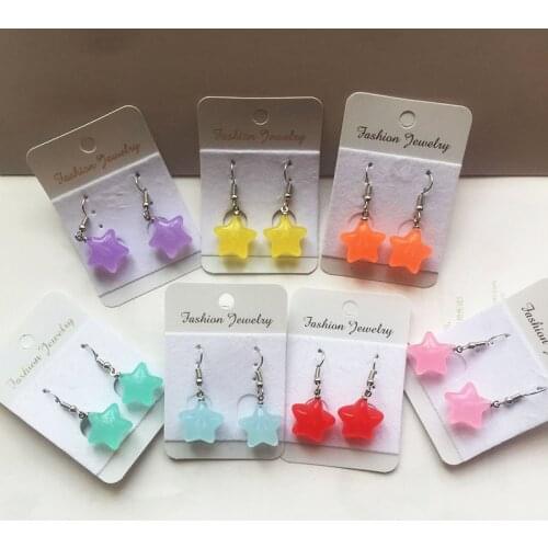 Macarons Sweet Star Candy Drop Earring, Colorful Acrylic Earrings Hypoallergenic Earrings Simple Designs Party Jewelry Wholesale