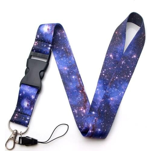 Trendy Harajuku Starry Sky Print Lanyards Keychain Mobile Phone Hang Rope Key Lanyard Badge Holder Neck Straps Lariat Key Chain