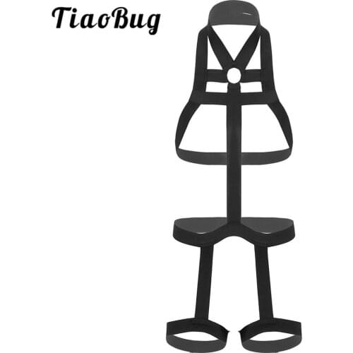TiaoBug Men Halter Elastic Body Sexy Harness Belts with Leg Garter Straps Bodysuits Nightclub Party Costume Restraints Bondage