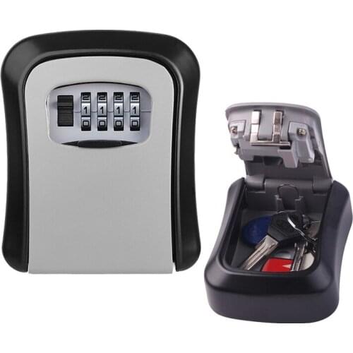 Password Key Storage Lock Box Safe Waterproof 4 Digits Combination Walling Installation Keybox For Home Security Alarm Outdoor