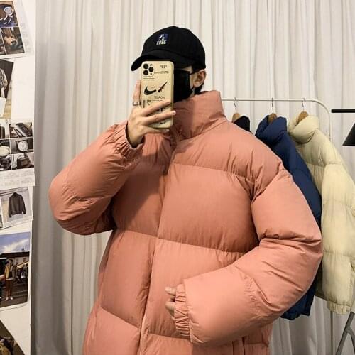 2021 Winter New Men Solid Color Parkas Quality Brand Mens Stand Collar Warm Thick Jacket Male Fashion Casual Parka Coat