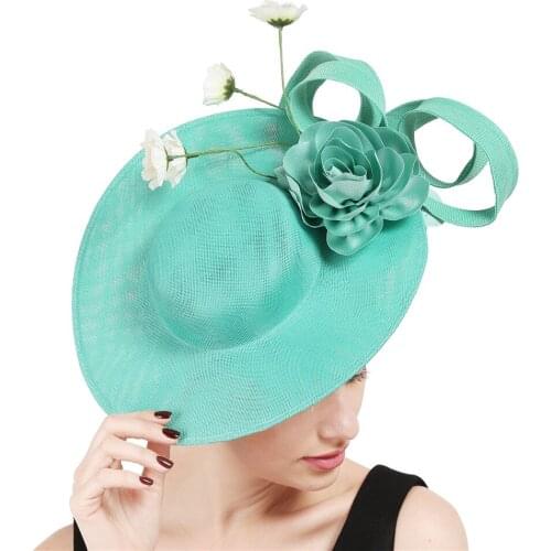 Charming Flowers Fascinator Headwear Wedding Hats And Fancy Feather Fascinators Emerald Green Hair Accessories For Bridal Woman