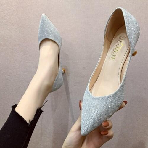 OL Office Lady Shoes Faux Suede High Heels Woman Shoes Pointed Toe Dress Shoes Basic Pumps Women Boat zapatos mujer U14-07