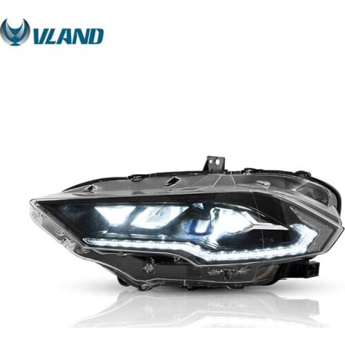 VLAND Factory headlights with Welcome and Breathing function Full LED Lens front lamp Assembly 2018 2019 2020 For Ford Mustang