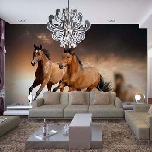 Custom Any Size 3D Horse Racing Wall Mural Wallpaper For Living Room Photo Wallpaper Wall Papers Home Decor Papel De Parede 3D