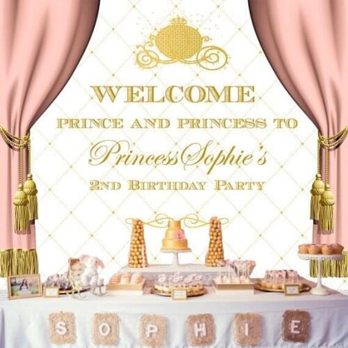 Custom Cinderella Princess Crown Tiara Gold Carriage background High quality Computer print birthday backdrops