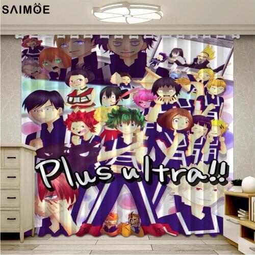 Popular My Hero Academia Curtains For Window Cartoon Kids Living Room Bedroom Blackout Curtain Ultra-thin Micro Shading Drapes
