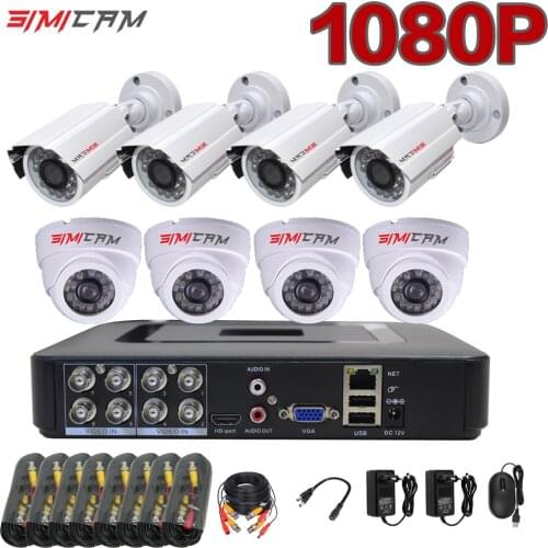 1080p Security Camera System 8/4 Channel DVR Recorder and 2/4/6/8pcs 1920 2MP AHD Outdoor Indoor Surveillance Weatherproof CCTV