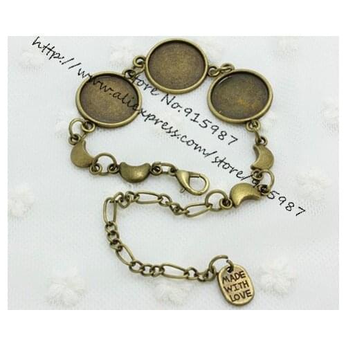 Sweet Bell 5pcs Vintage moon Round Cabochon Settings16mm Antique Bronze Jewelry Blank Fit Diy Jewelry Making Bracelet made D0552