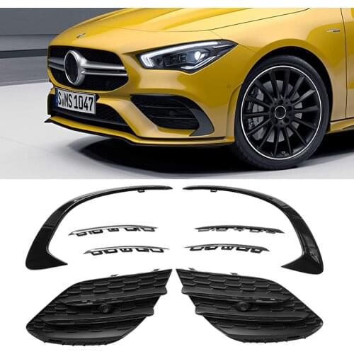 For Mercedes Benz X118 C118 CLA180 CLA200 CLA220 CLA250 CLA35 AMG 2019+ Front Bumper Lip Splitter Canards Fog Lamp Cover Grilles