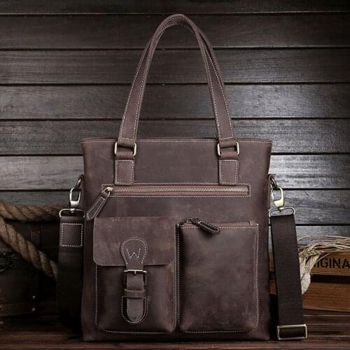 Crazy Horse Cowhide Men Bag Cross Body for Men Tote Handbag Retro Messenger Bag High Quality Men Shoulder Bag Leather Bag