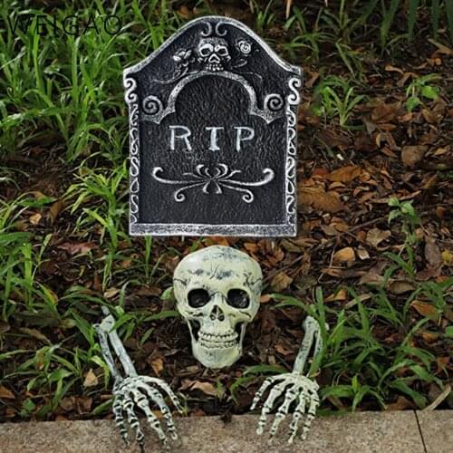 Halloween Decoration Skull Skeleton Horror Tombstone Halloween Home Garden Decor Graveyard Haloween Trick Props Haunted House