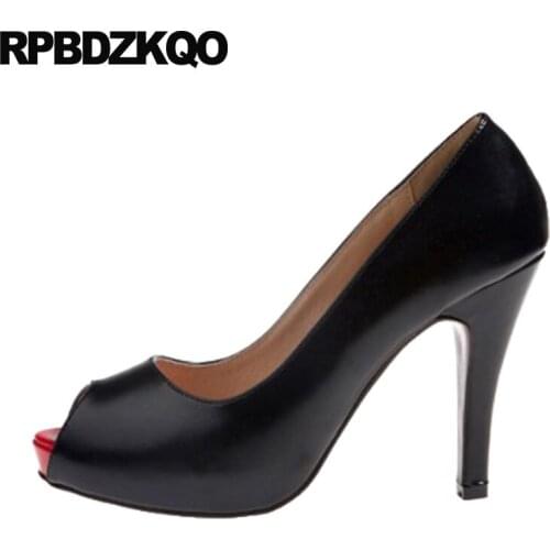 High Heels Court Ladies Pumps Nude Platform 11 43 10 42 Super Thin Extreme Shoes Black Plus Size Patent Peep Toe Leather 3 Inch