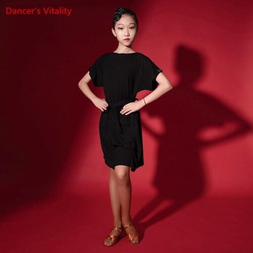 New Latin Dance Practice Clothes Female Child Modal Dress Summer Girl Fashion Training Clothing Profession Performance Skirt