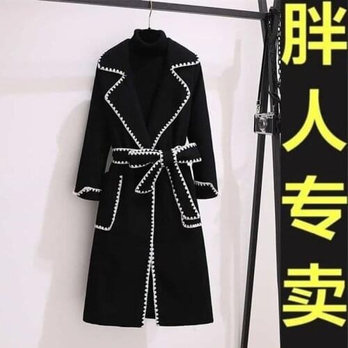 Women Woolen Coat 2021 New Spring Autumn Wear Plus Size Female Korean Buttons Of The Thin Mid-length Bandage Woolen Jacket 640ch