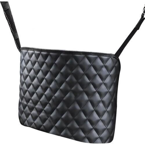 1pc Car Auto Handbag Holder Luxury Leather Seat Back Organizer Mesh Large Capacity Bag Goods Storage Pocket Seat Crevice Net