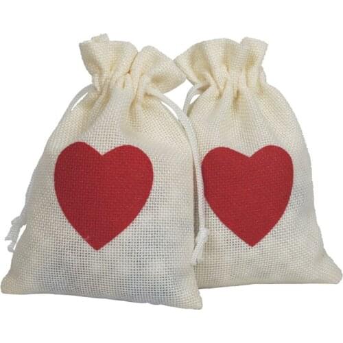 10pcs Linen 10X15cm Gift Bag Linen LOVE Wedding Party Decoration Bag Package Box Bags Gift Decoration Supply