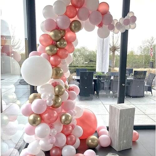 102pcs Pink Balloon Garland Gold Metallic and Rose Gold White Party Latex Balloons Baby Shower Birthday Party Wedding Decoration