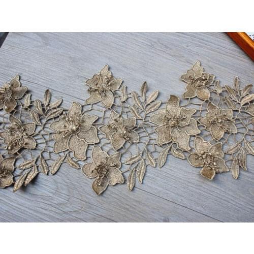 20cm 7.87"wide-2Yards/lot DIY Lace Accessories Metallic 3D Gold Venice Lace Trim,Gold Lace Wedding