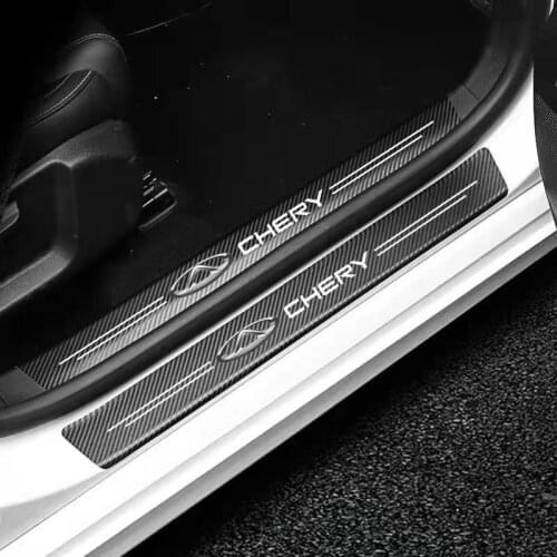 4Pcs Carbon Fiber Car Door Sill Protect Stickers Threshold Decal for Chery Fulwin QQ Tiggo 3 5 T11 A1 A3 A5