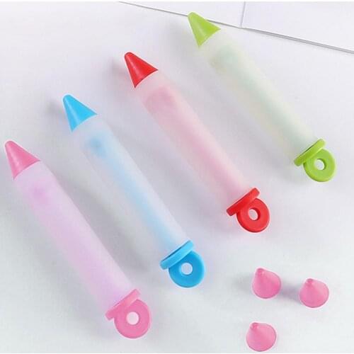 5Pcs/Set Cake Mold Cream Silicone Pastry Nozzle Food Writing Pen Decorating Tool Baking Accessories