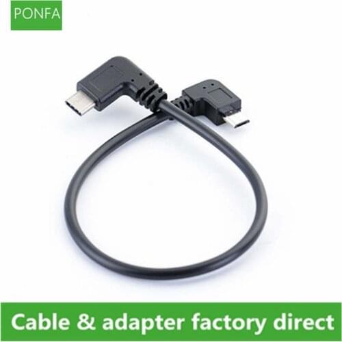 90 Degree 3.1type-c to Micro USB 2.0 90 Degree data line copy line charging OTG contact line cable Connector For Mobile phone