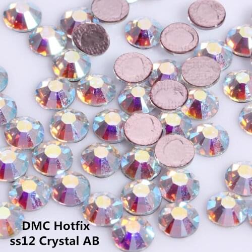 Free Shipping! 1440pcs/Lot, ss12 (3.0-3.2mm) High Quality DMC Crystal AB Iron On Rhinestones / Hot fix Rhinestones