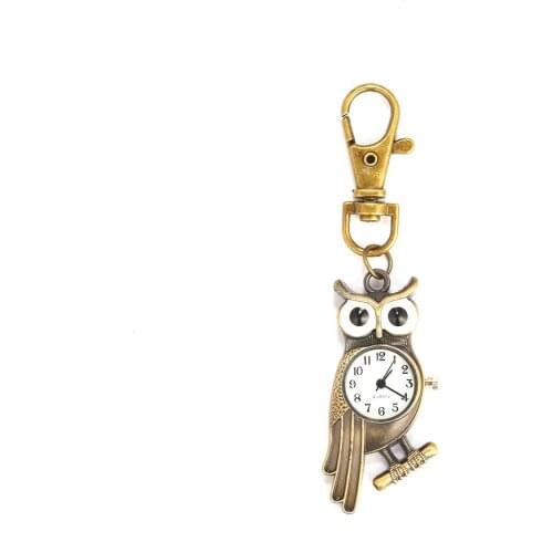 Large bronze standing owl model creative trend Roman scale pocket watch personality exquisite gift quartz pocket watch