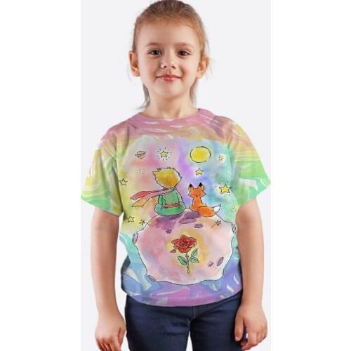 Kids Cute Cartoon T Shirts Summer Children Anime Tees Boys Girls The Little Prince 3D Print T-shirts Toddler Streetwears Tshirt