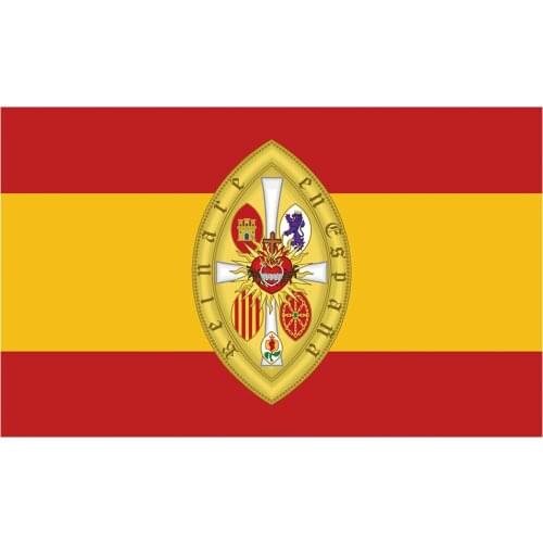 Spain Flag of Proposed Seal of the Spanish Consecration to the Sacred Heart of Jesus La Gran Promesa 3x5FT 90x150cm 100D Polyest