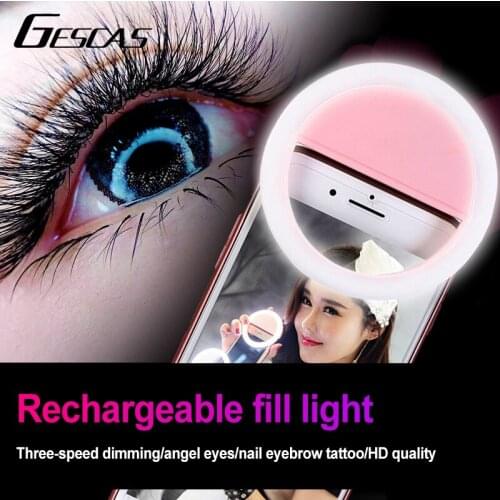 GESCAS Annular Tube Mobile Phone Fill Light Phone External Led Ring Lamp Beauty Selfie Ring Light Round Live Annular Bulb