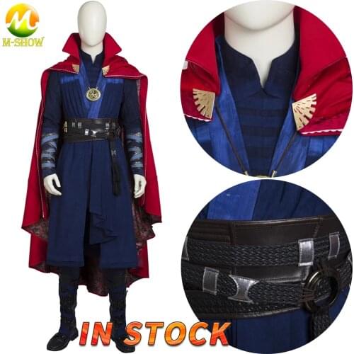 Superhero Doctor Stephen Strange Cosplay Costume Cape Boots Belt Men Outfit for Halloween Carnival Party Custom Made