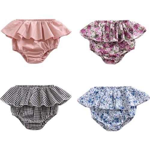 Summer Fashion Baby Girls Shorts Ruffle Newborn Baby Bloomers Girls Pattern Lattice Trousers Toddler PP Pants 6M 1 2 3 4 Years