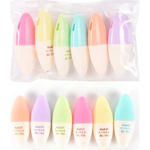 6 Pcs/lot Mini Highlighter Pen Marker Pens Writing School Supplies Kawaii Stationery Candy Color