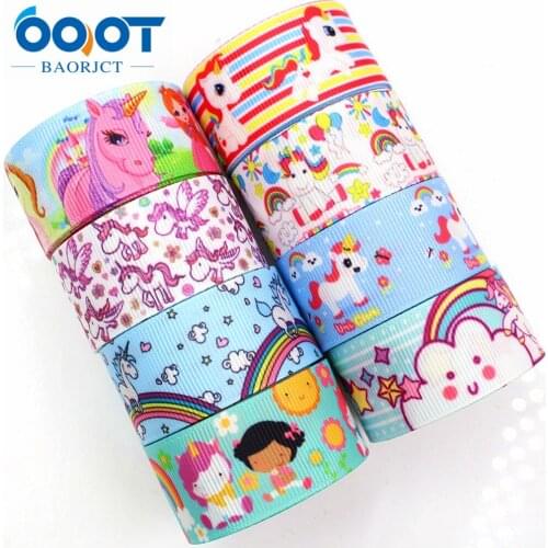 OOOT BAORJCT 1752211 25mm 10yard Cartoon Ribbons Thermal transfer Printed grosgrain Wedding Accessories DIY handmade material