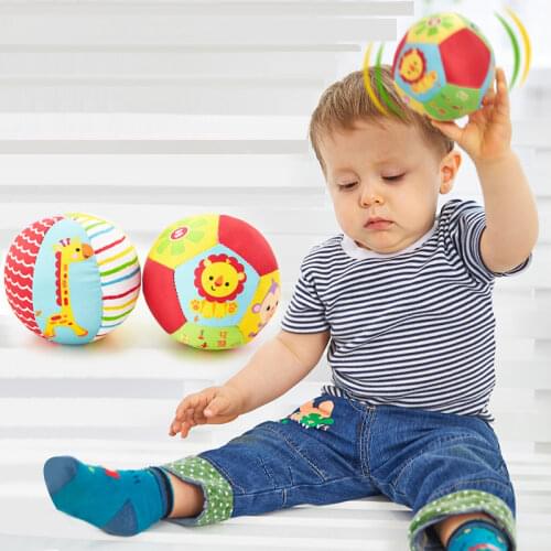Soft Cloth Rattle Ball Baby Toy For 0-36 Months Stuffed Baby Play Ball Cartoon Animal BB Stick Hand Bell Educational Sensory Toy