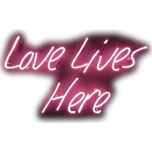 Neon Sign For Love Lives Here Anime Neon Light Lamp Sign Beer Bar Decor Handmade Real Glass Decorate Home Wall Room Windows Tube